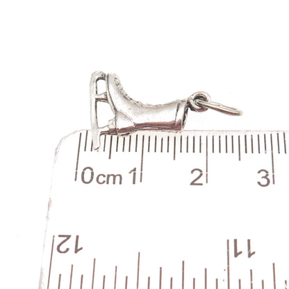 Beau 925 Sterling Silver Vintage Ice Skating Shoe Oxidized Charm Pendant