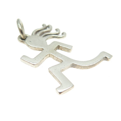 925 Sterling Silver Vintage Silhouette of a Running Girl 3D Pendant