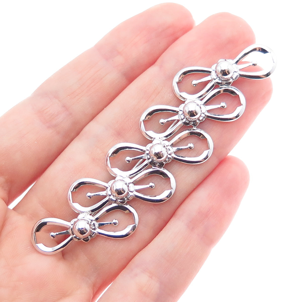 AMCO 925 Sterling Silver Vintage Flower Blossom Infinity Link Pin Brooch