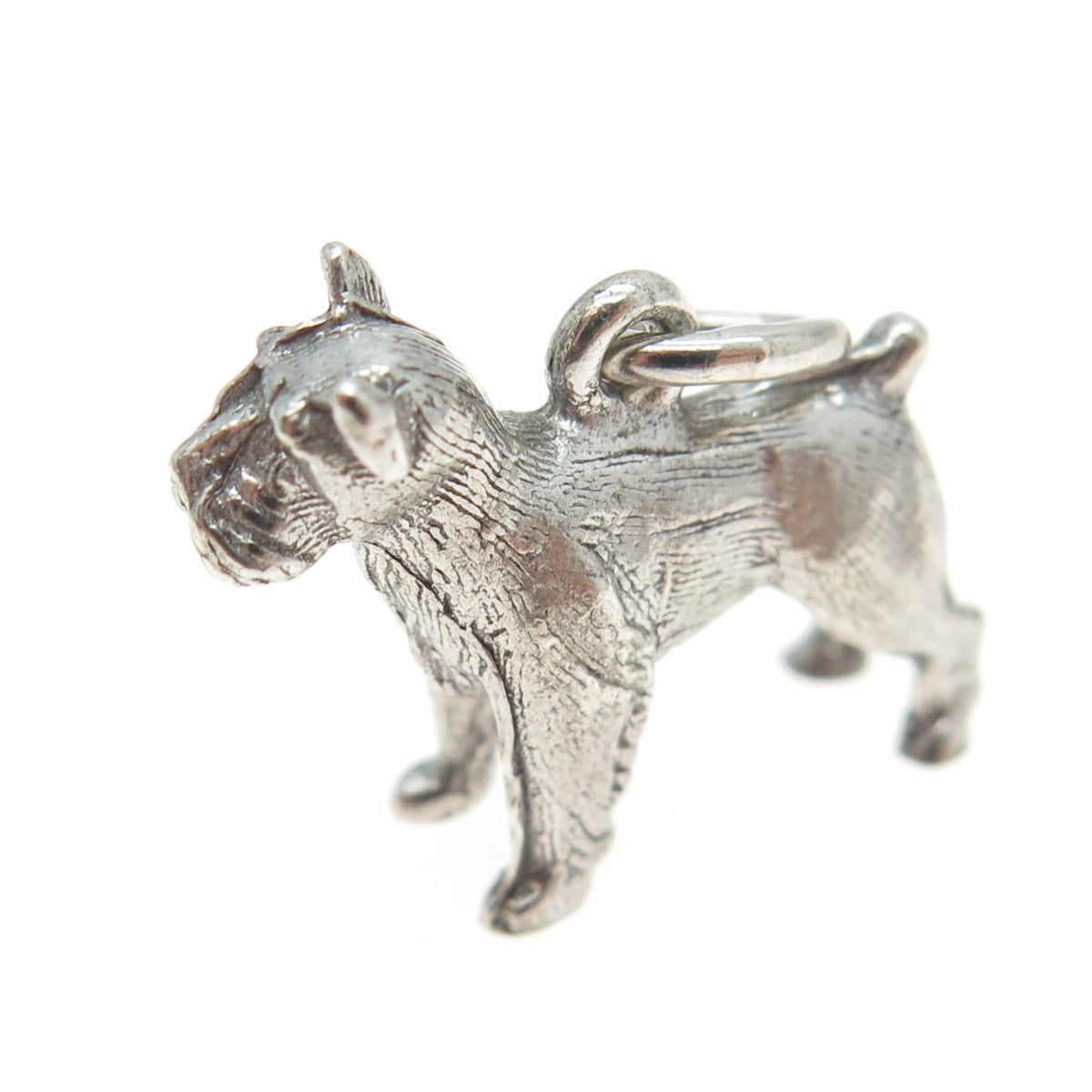 925 Sterling Silver Antique Art Deco Terrier Dog 3D Charm Pendant