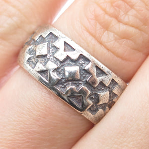 925 Sterling Silver Vintage Cross Oxidized Band Ring Size 7.25