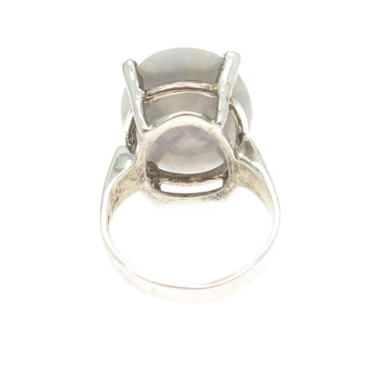 925 Sterling Silver Vintage Real Lepidolite Gemstone Ring Size 6.5