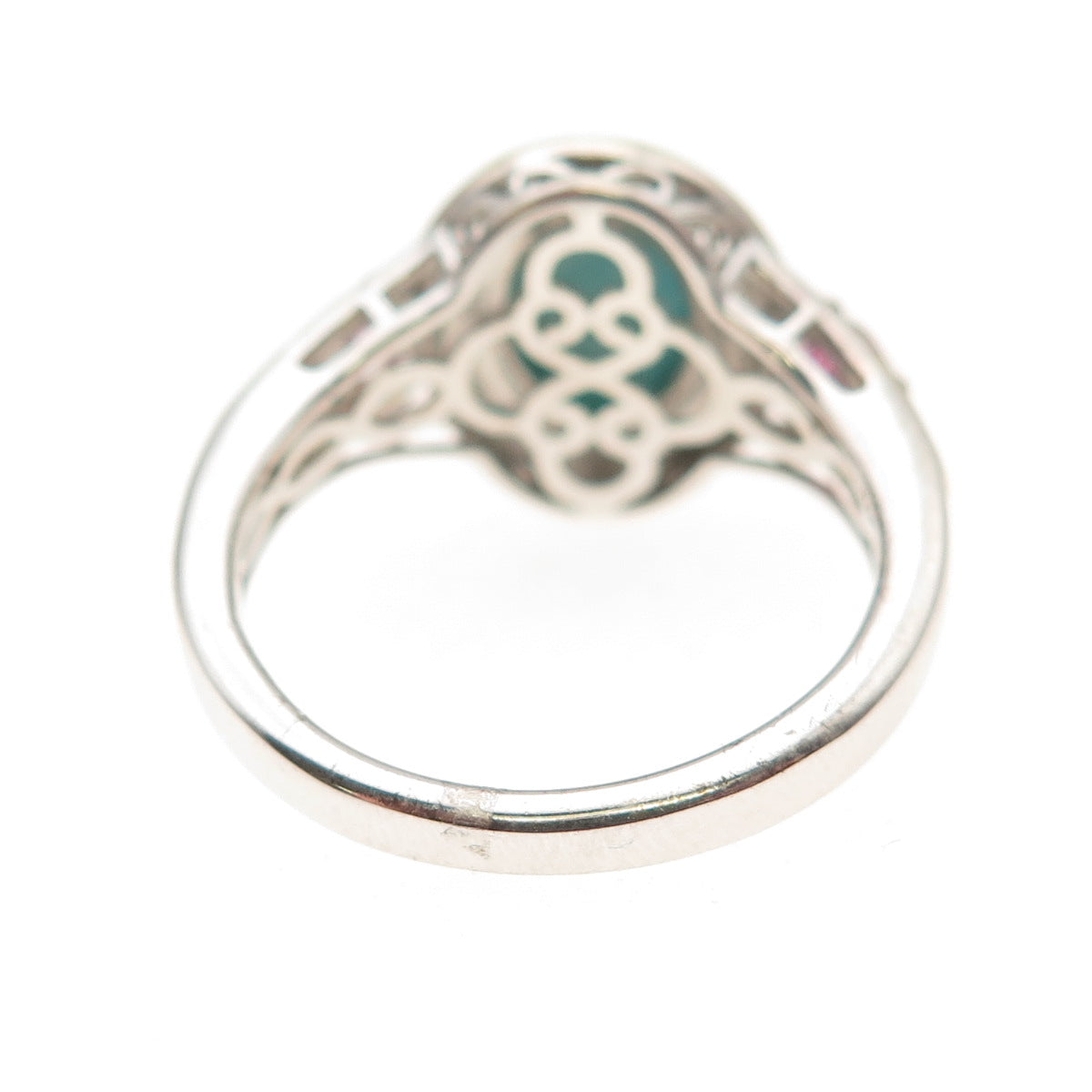 Chuck Clemency 925 Sterling 2-Tone Enamel Real Turquoise Tourmaline Ring Size 8