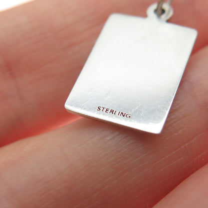 925 Sterling Silver Red Enamel Played With You Minimalist Charm Pendant