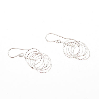 925 Sterling Silver Interlocked Circle Dangle Earrings