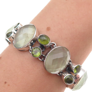 Sajen 925 Sterling Silver Vintage Real Green Amethyst & Peridot Bracelet 7-8"