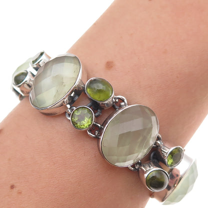Sajen 925 Sterling Silver Vintage Real Green Amethyst & Peridot Bracelet 7-8"
