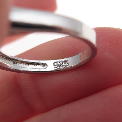 925 Sterling Silver Oval-Cut Blue & Round-Cut White C Z Ring Size 7