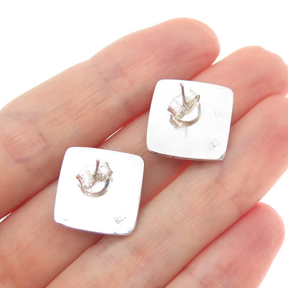 925 Sterling Silver 2-Tone Vintage Modernist Granulated Oxidized Earrings