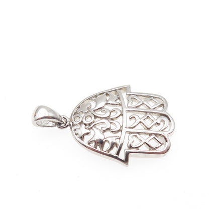 925 Sterling Silver Vintage Hamsa Amulet Charm Pendant