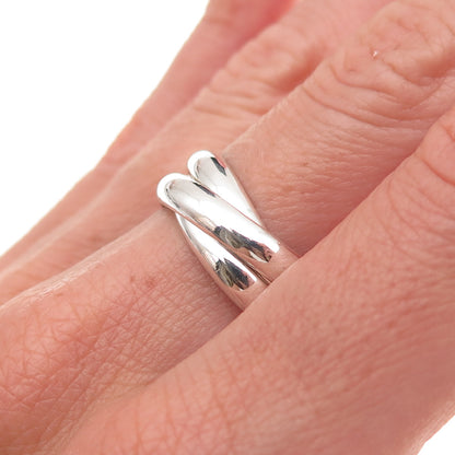 925 Sterling Silver Vintage Mexico Interlocked Trinity Band Ring Size 7.75