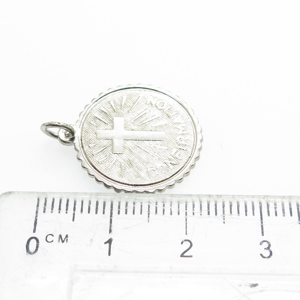 ELCO 925 Sterling Silver Vintage "Confirmation" Cross Religious Round Pendant