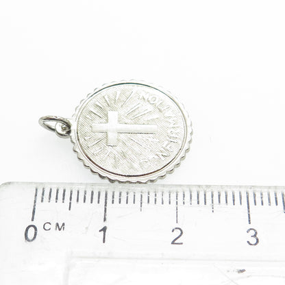 ELCO 925 Sterling Silver Vintage "Confirmation" Cross Religious Round Pendant