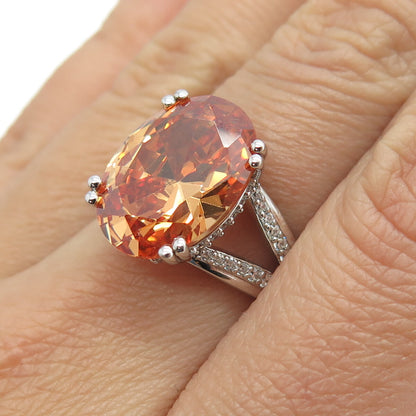 925 Sterling Silver White & Fire C Z Ring Size 7