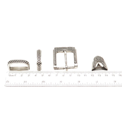 Bandero 925 Sterling Silver Vintage Oxidized 4-Piece Belt Buckle