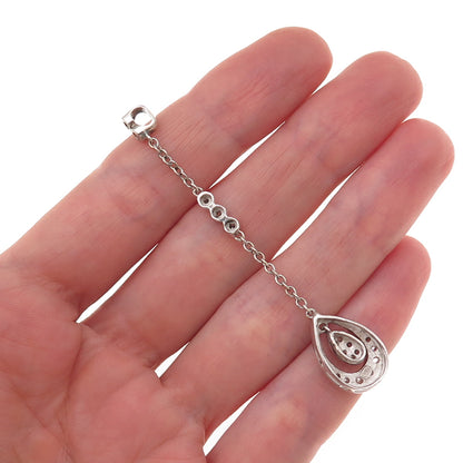 925 Sterling Silver Vintage C Z Drop Chain Dangle Charm Pendant