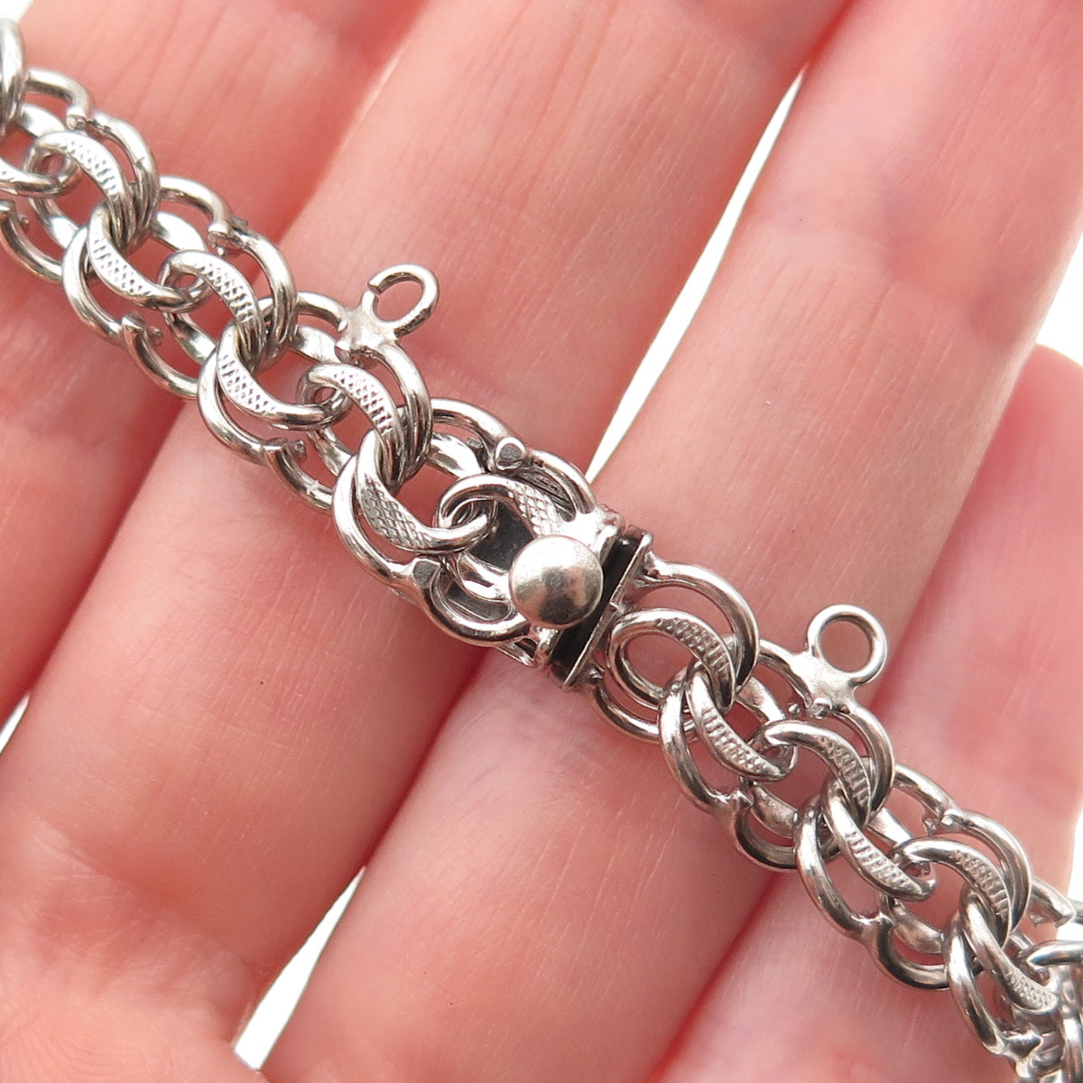 925 Sterling Silver Vintage Bismark Link Bracelet 7"