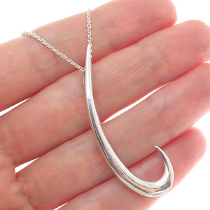 925 Sterling Silver Italy Modernist Hook Cable Chain Necklace 18"