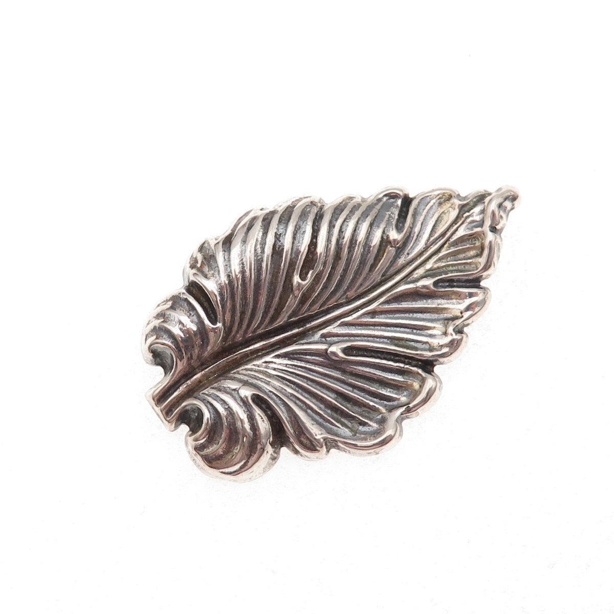 JewelArt 925 Sterling Silver Antique Art Deco Floral Leaf Reposse Pin Brooch