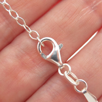 925 Sterling Silver Italy Station Bar Rolo Double Chain Chocker Necklace 12-16"