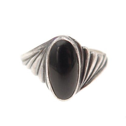 Carolyn Pollack Sterling Silver Vintage Real Black Onyx Oxidized Ring Size 7.75