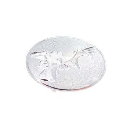 LAMODE 925 Sterling Silver Vintage Engraved Lady Portrait Oval Pin Brooch
