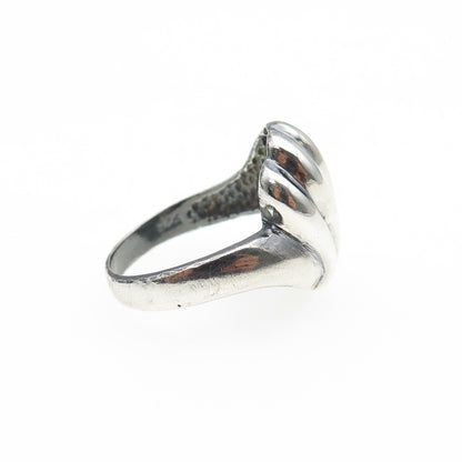925 Sterling Silver Vintage Modernist Ribbed Oxidized Ring Size 6.75