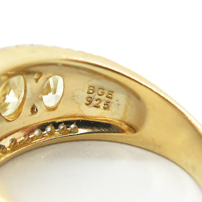 925 Sterling Silver Gold Plated White & Lemon C Z Ring Size 9.5