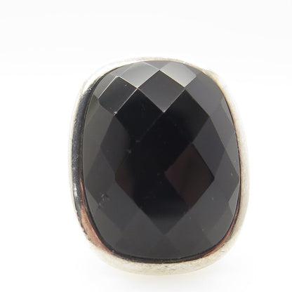 SALLY C Treasures 925 Sterling Silver Vintage Real Black Onyx Ring Size 6.75