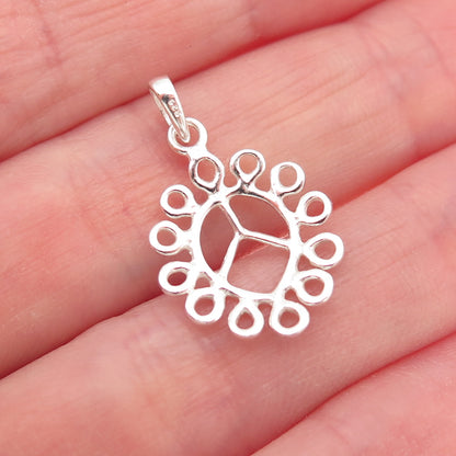 925 Sterling Silver Vintage Peace Symbol Swirl Charm Pendant