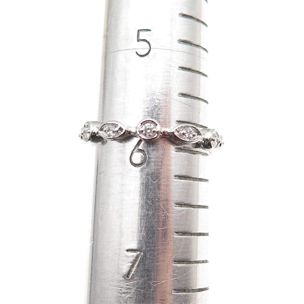 925 Sterling Silver Round-Cut C Z All Around Band Ring Size 6