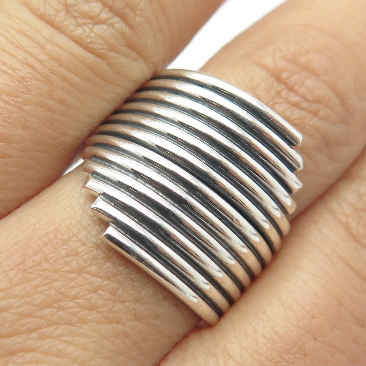 925 Sterling Silver Vintage Wire Wrapped Ring Size 9