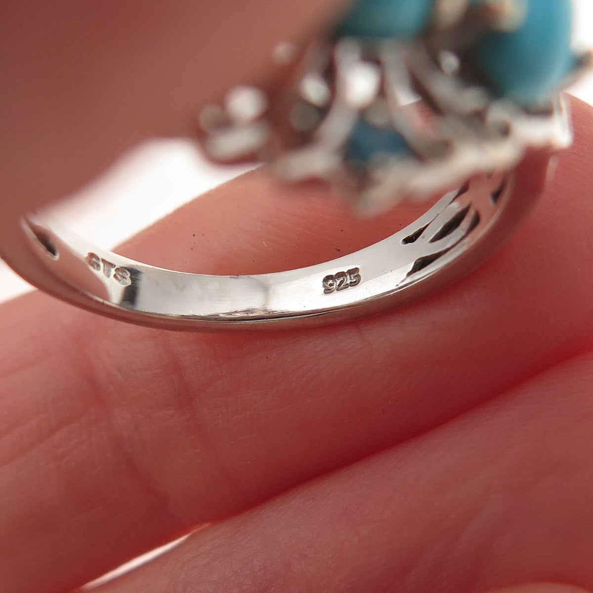 Chuck Clemency 925 Sterling Silver Real Turquoise & Apatite Ring Size 8