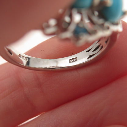 Chuck Clemency 925 Sterling Silver Real Turquoise & Apatite Ring Size 8