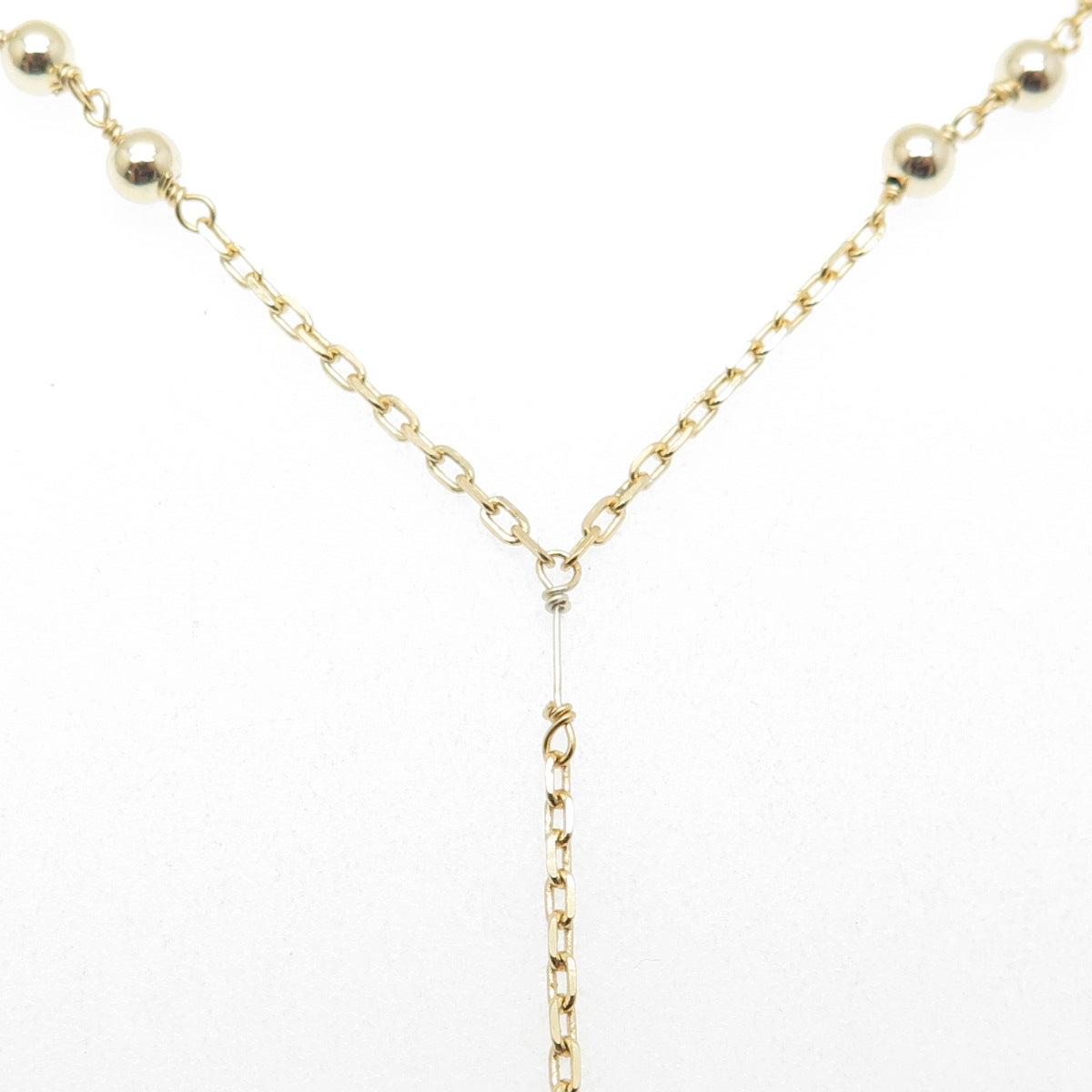 925 Sterling Silver Gold Plated Petal Beaded Belly Chain Necklace 20-22"