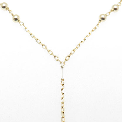 925 Sterling Silver Gold Plated Petal Beaded Belly Chain Necklace 20-22"
