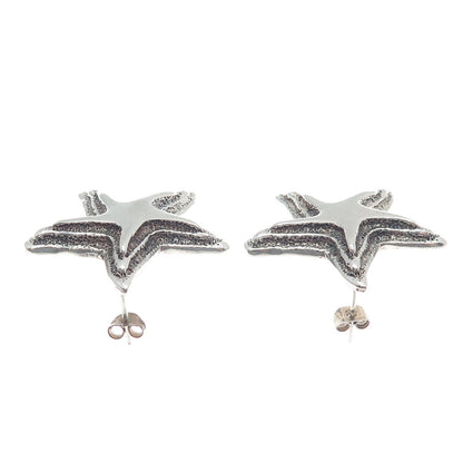 925 Sterling Silver Vintage Mexico Starfish Oxidized Earrings