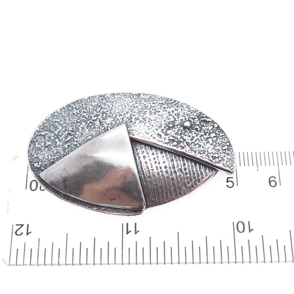 925 Sterling Silver Vintage Modernist Oxidized Pin Brooch