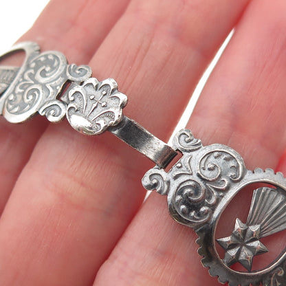 925 Sterling Silver Antique Art Deco Warrior Oxidized Bracelet 7.75"