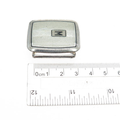 HICKOK Sterling Silver & Bronze Antique Art Deco Letter M Oxidized Belt Buckle