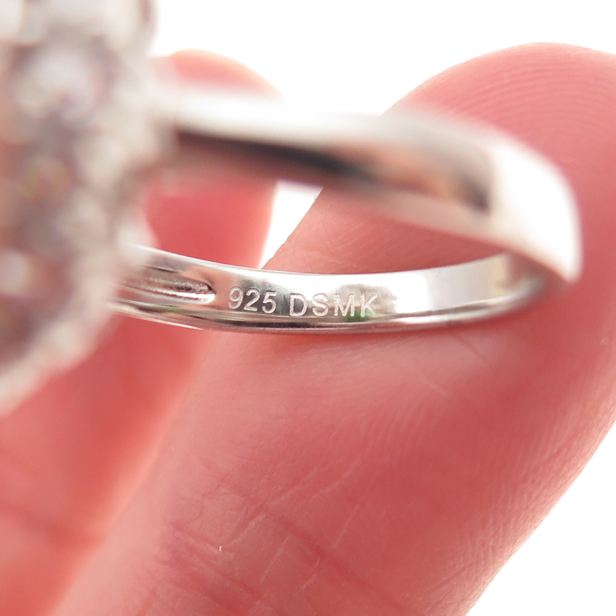 DSMK 925 Sterling Silver Green & White C Z Bohemian Ring Size 7