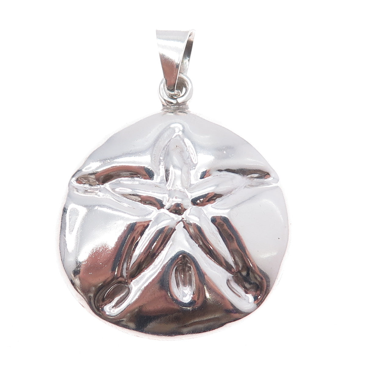 925 Sterling Silver Vintage Mexico Sand Dollar Puffy Charm Pendant
