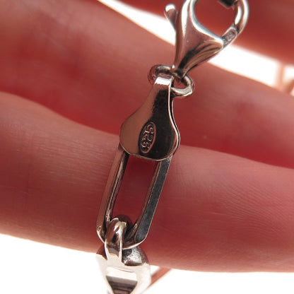 925 Sterling Silver Vintage Italy Paperclip Anchor Link Bracelet 8"