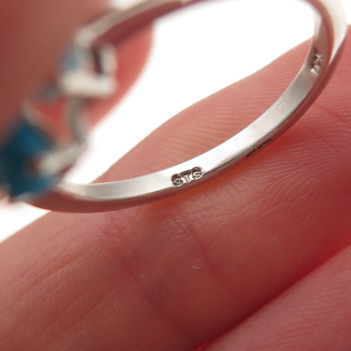 Chuck Clemency 925 Sterling Silver Real Turquoise & Ruby Floral Ring Size 8.25