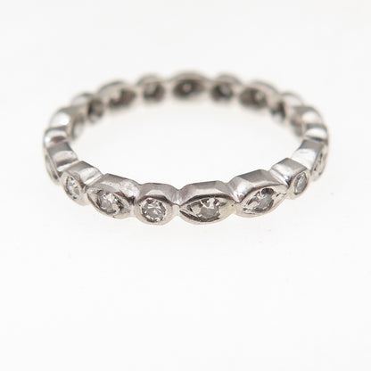 Platinum Antique Art Deco Real Diamond Stackable Eternity Band Ring Size 6.25
