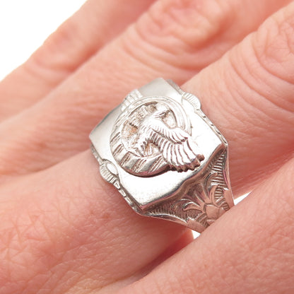 925 Sterling Silver Antique WWII US Army Eagle Oxidized Signet Ring Size 12