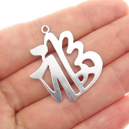 925 Sterling Silver Vintage Fortune Chinese Character Charm Pendant