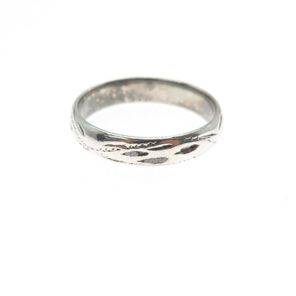 916 Silver Vintage European Diamond-Cut Oxidized Band Ring Size 7.5