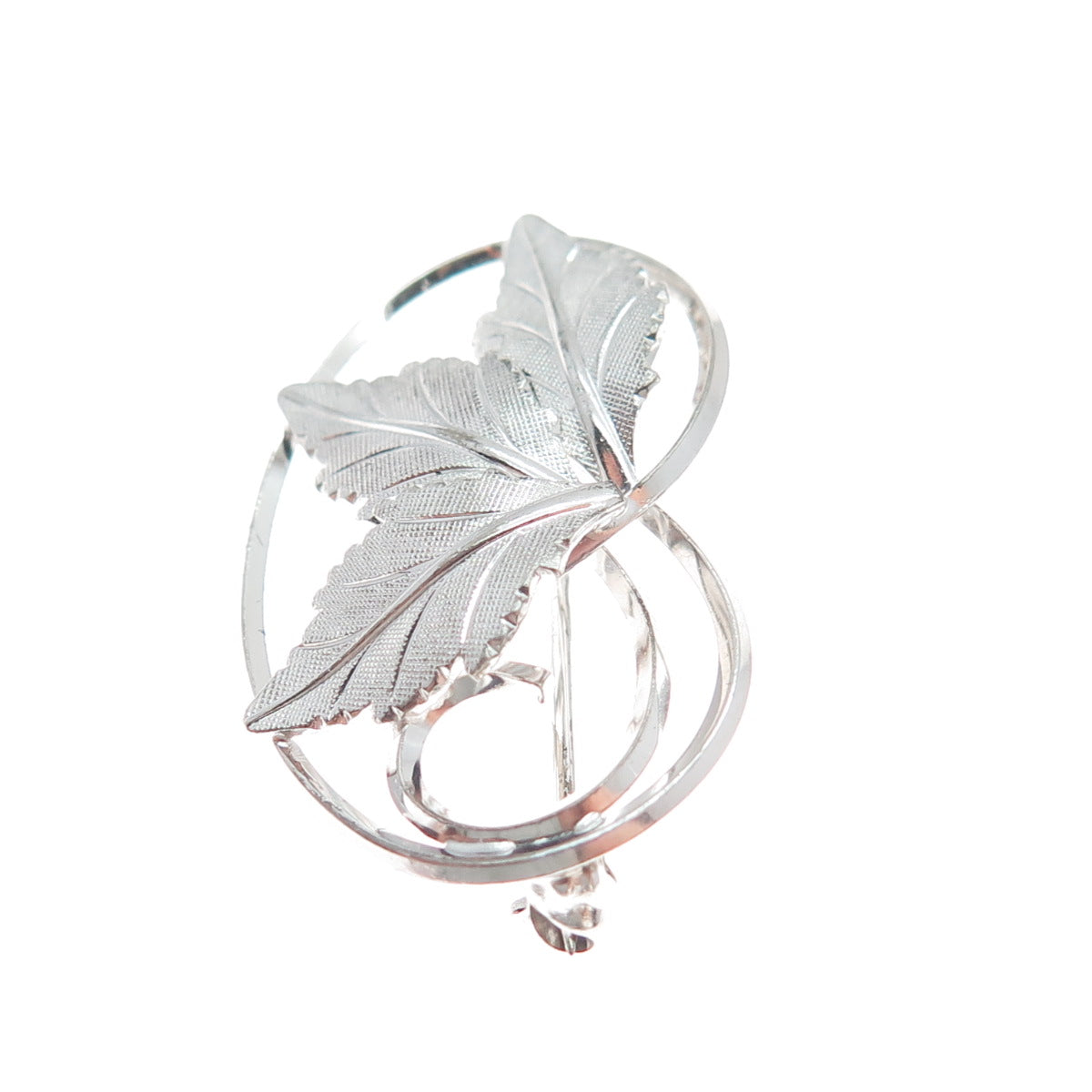 VD VAN DELL 925 Sterling Silver Vintage Leaf Pin Brooch