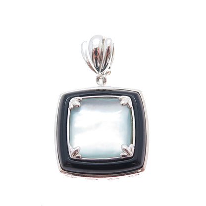 WHITNEY KELLY 925 Sterling Silver Vintage Real MOP & Black Onyx Charm Pendant